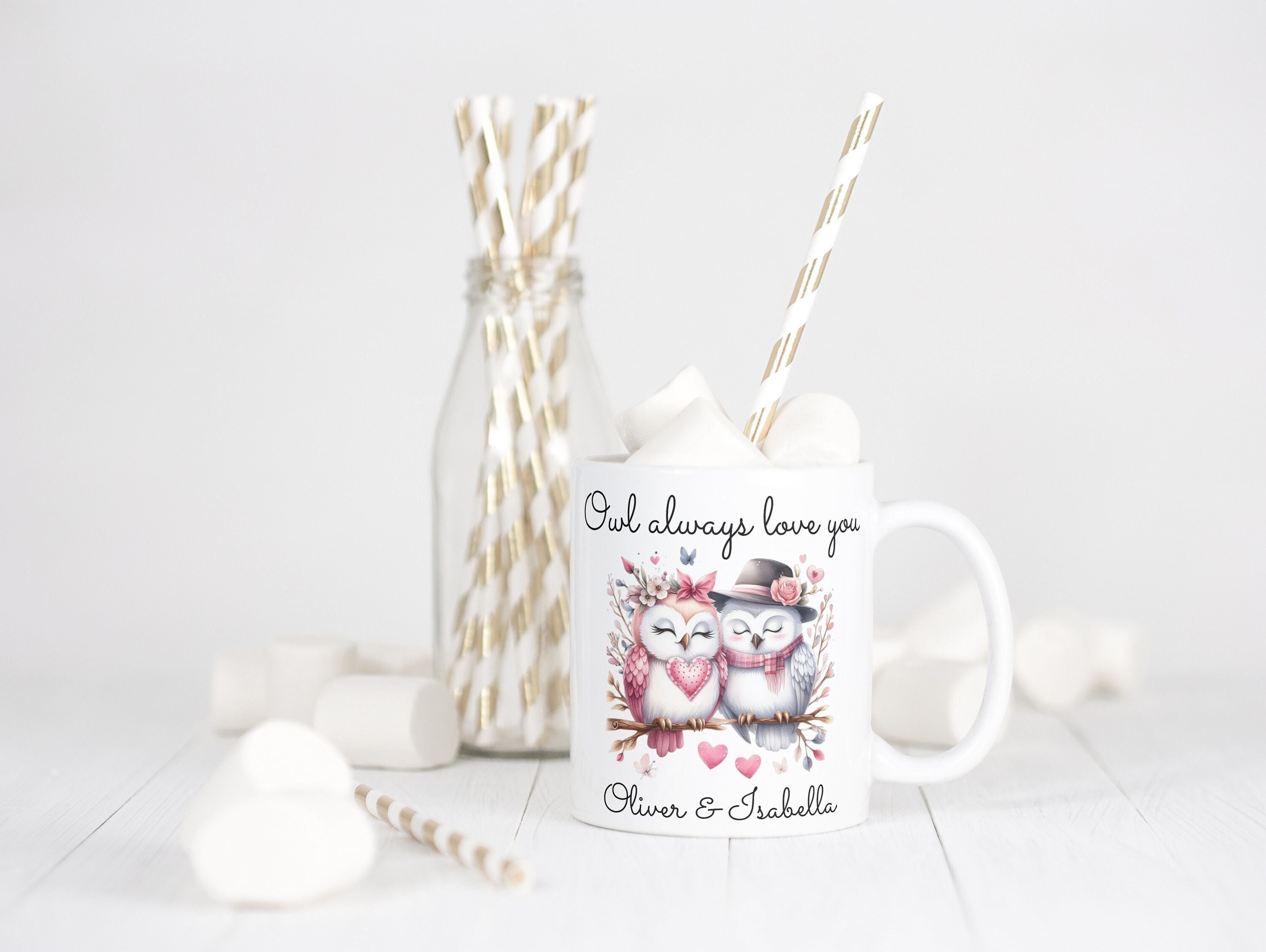 Owl Mug, Custom Mug, Couples Mug, Owl Lover Gift, Valentines Gift, Anniversary Gift, Valentines Day 