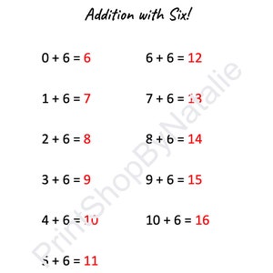 Printable Addition With Six Practice Worksheet - Etsy