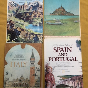 Une sélection de guides National Geographic « Traveller's Map » - Espagne et Portugal, France, Italie et Alpes