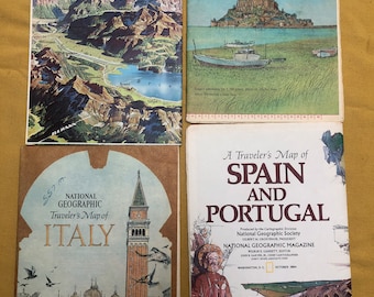 A selection of National Geographic 'Traveler's Map' guides - Spain and Portugal, France, Italy and The Alps