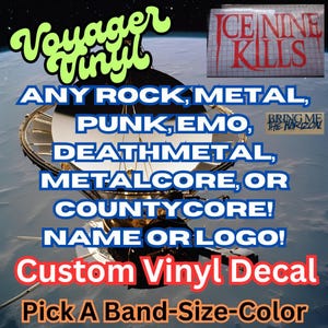 Beliebiger Band Name oder Logo Vinyl Aufkleber Rock, Metal, Metalcore, Punk.  Einfach Namensband