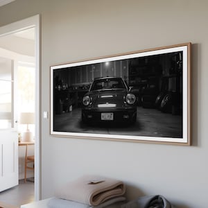 Porsche 911 framed poster horizontal landscape 2x1 canvas + frame | large vintage classic porsch car | art gift boyfriend men | retro print
