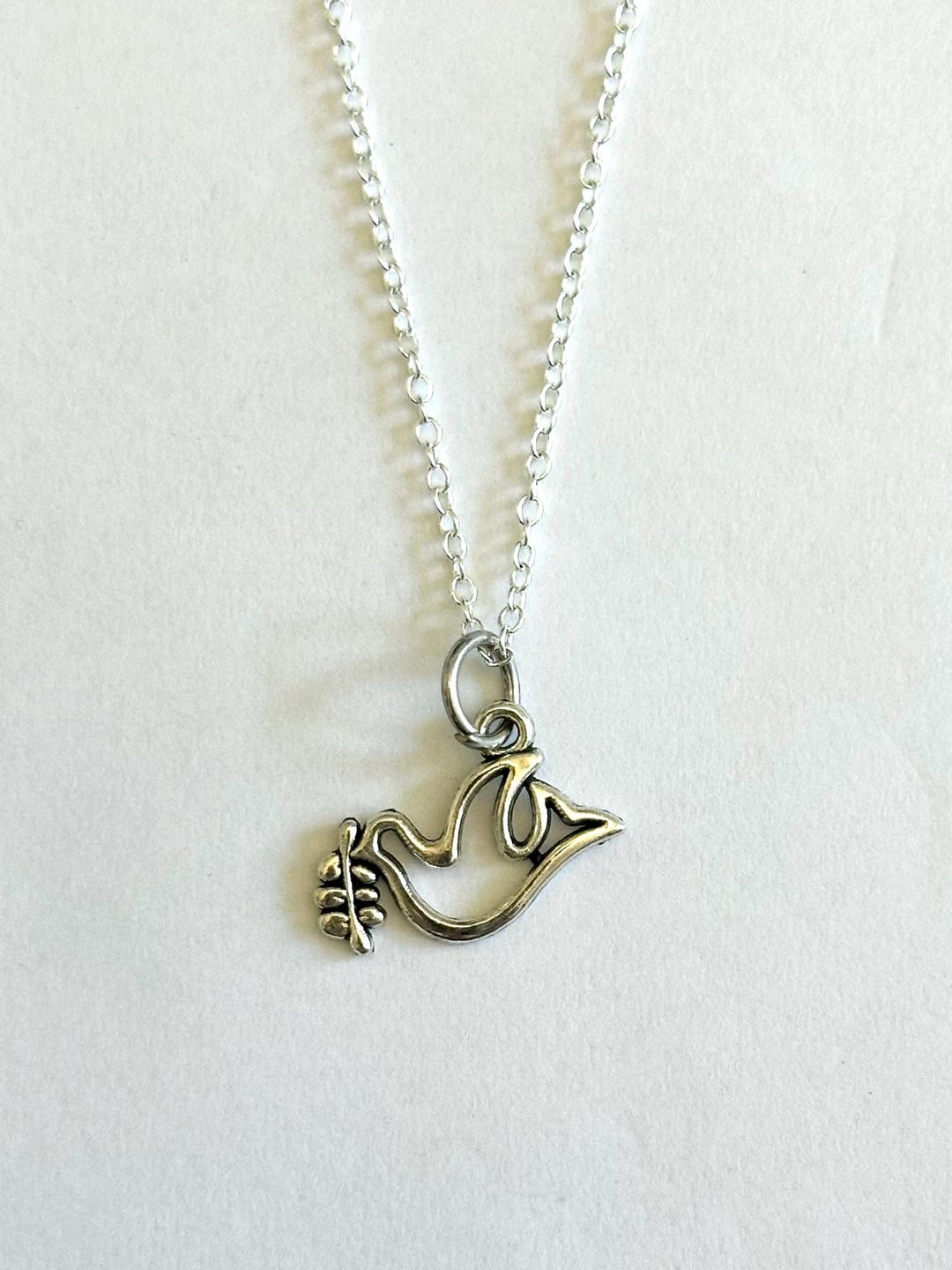 Dove With Olive Branch Necklace Etsy