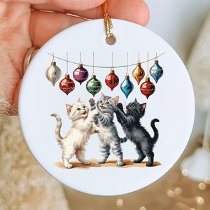 Vintage Vibe Christmas Kittens Ornament, Cat Lover Christmas & Holiday Gifts, Cat Mom or Dad Vintage Feel Gift, Old Time Nostalgic Feel Cat