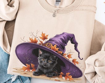 Vintage 90s Vibe Cat Halloween Sweatshirt, Retro Vibe Halloween Kitten Shirt, Spooky Season, Pumpkin Shirt, Cat Lover Shirt, Black Cat Shirt