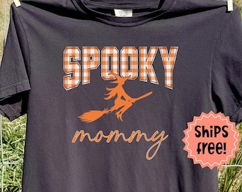 Customizable Spooky T-Shirt, Halloween Witchy Woman Tee, Personalized for Her: Mom, Grandma, Aunt, Sister, Bestie, Teacher, Nurse, Club