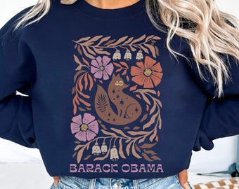 Barack Obama 48 Floral & Fox Sweatshirt, Retro Boho Fox Political Hoodie, Obama 48th President Sweatshirt, Subtle Anti Trump Humor Gift