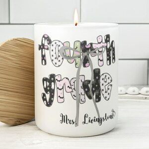 Customized Fourth Grade Teacher Candle, 4th Grade Teacher Candle, Back to School, Teacher Team Appreciation Gift, Elementary Teacher Gifts