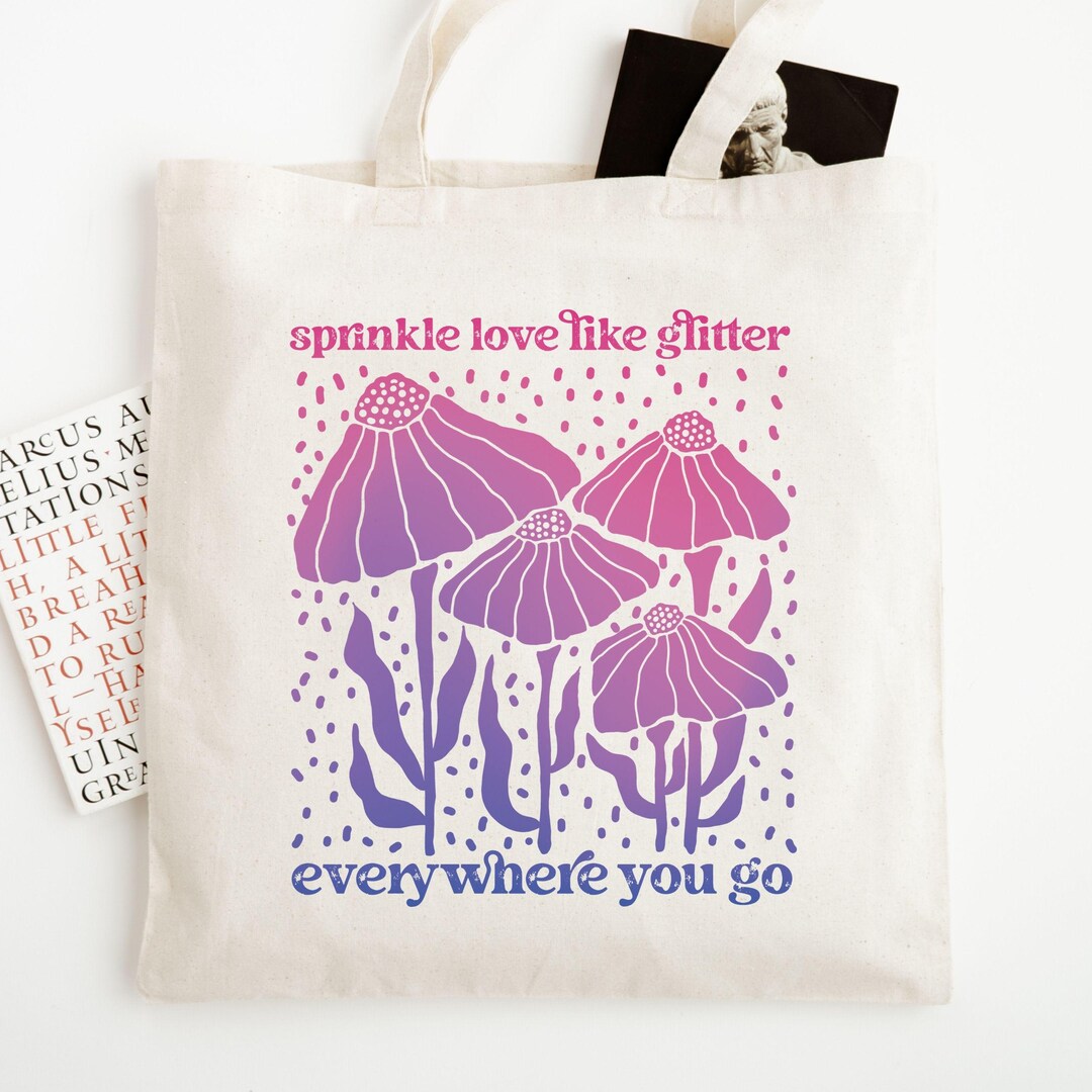 Subtle Bi Bag Floral Bi Pride Tote Bag - Sprinkle Love Everywhere You Go ...