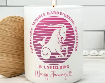 Custom Capricorn Zodiac Candle, Astrology Candle, December January Birthday Gift, Capricorn Gift, Funny Horoscope Personality Traits
