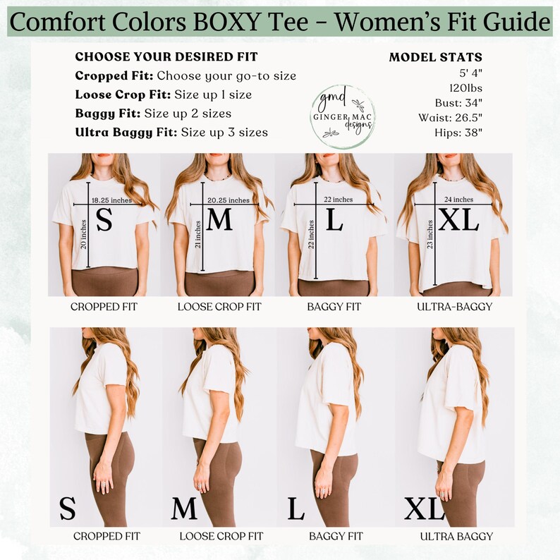 Guide for choosing your Boxy Tee sizes.