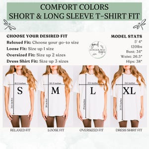 Guide for choosing your Comfort Colors long & short sleeve tee sizes.