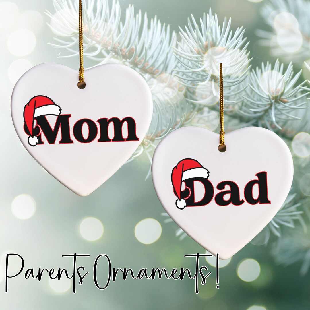 Mom and Dad Heart Shaped Ornaments, Classic Holiday Keepsake Gifts for ...