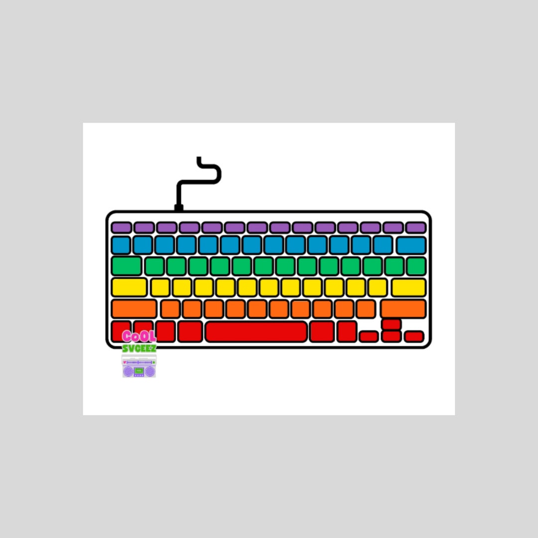Color Keyboard Vector Colorful Keyboard Svg Png Pdf Computer Rainbow Nerd Gamer Cool Kids ...