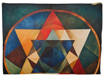Magen David Accessory Pouch Gift, Abstract Art Jewish Saturday Tallit bag, Star of David Pouch for Shabbat Prayer shawl 2 sizes