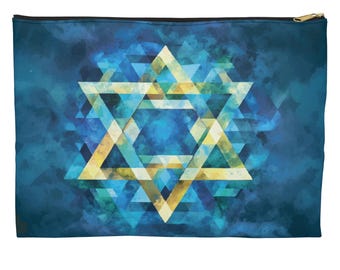 Magen David Accessory Pouch Gift, Jewish Tallit bag, Star of David Pouch for Prayer shawl 2 sizes, Rosh Hashanah, Sukkot, Hanukkah gifts