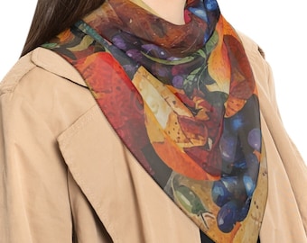 Jewish Holiday Shavuot gift Poly Scarf, Israeli Feast of harvest of the First Fruits in Jerusalem Woman's Light scarf