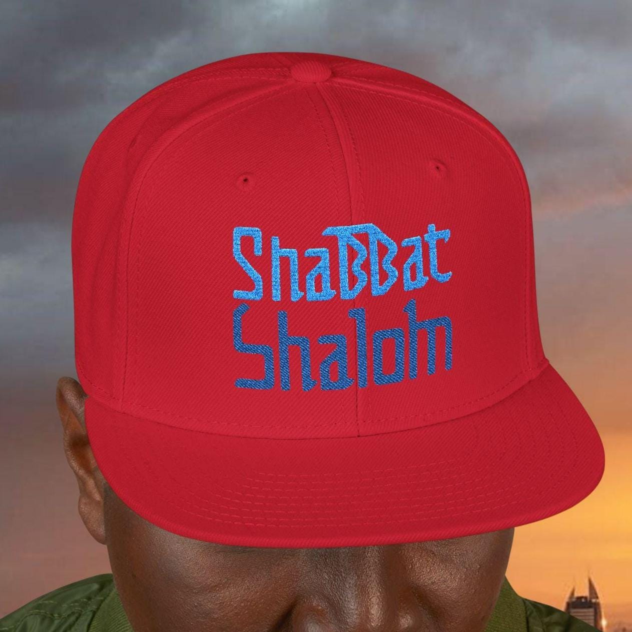 Snapback With Embroidery Shabbat Shalom, Jewish Hat Good