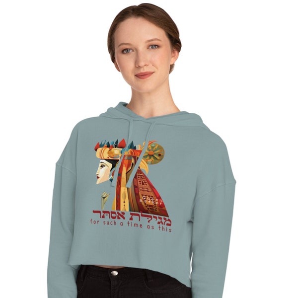 Purim - Queen Esther - For Such Time As This - Cropped Hooded Sweatshirt for Women