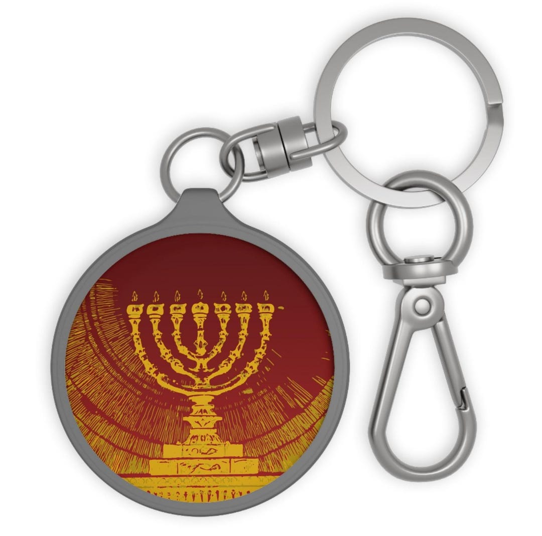 Menorah Keyring Tag, Pro-israeli Gift, Jewish Key Holder, Israeli ...