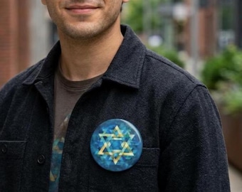 Jewish Star pin button gift, Magen David, Am Yisrael Chai, support Israel
