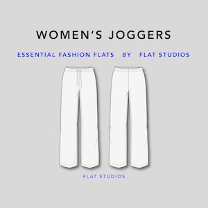 Women&#39;s Joggers Fashion Flat – Technical Sketch, Vector CAD Download, Fashion Design Template, Adobe Illustrator File, Printable Digital Art
