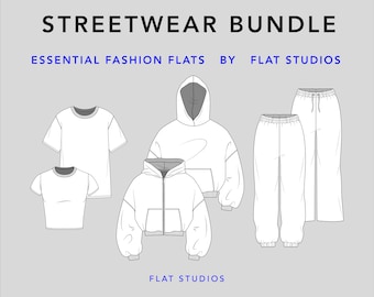 Streetwear Fashion Flats Bundle – Vector Technical Drawings (Digital Download)