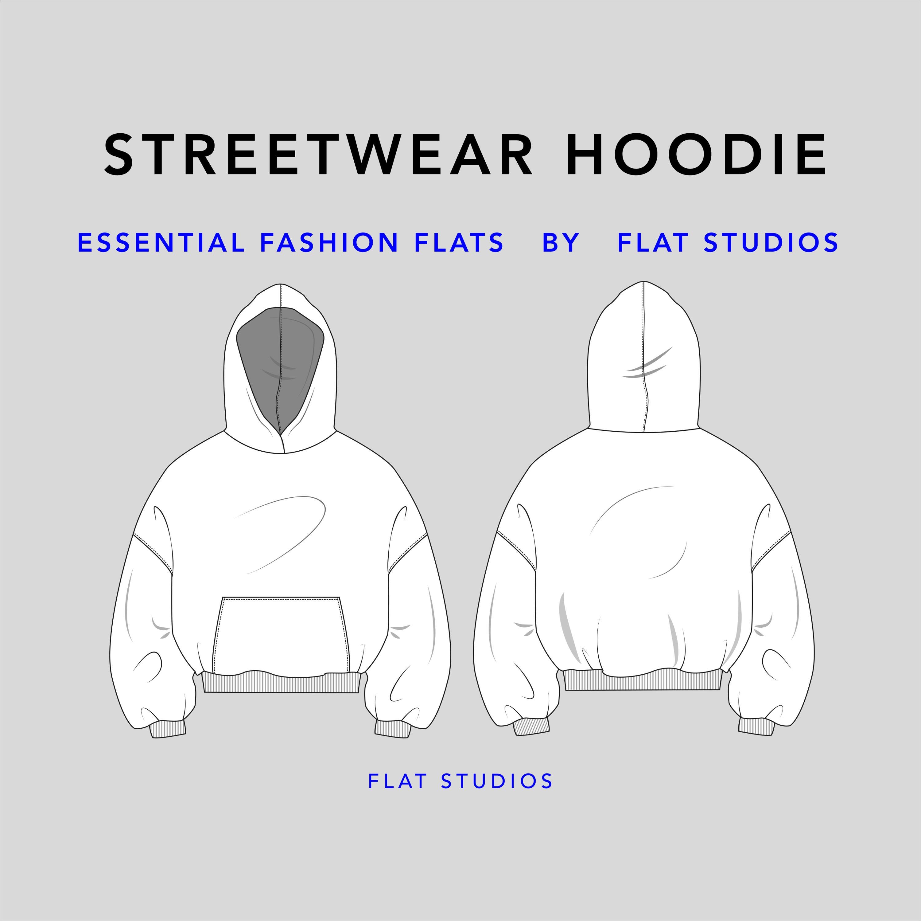 Streetwear Hoodie - Unisex Hoodie Top, Vector CAD, Technical