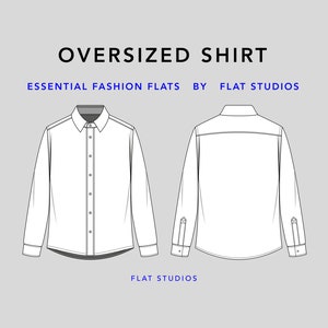 Può includere: Una camicia bianca a maniche lunghe con colletto abbottonato e patta con bottoni. La camicia ha una vestibilità ampia ed è mostrata in vista frontale e posteriore.