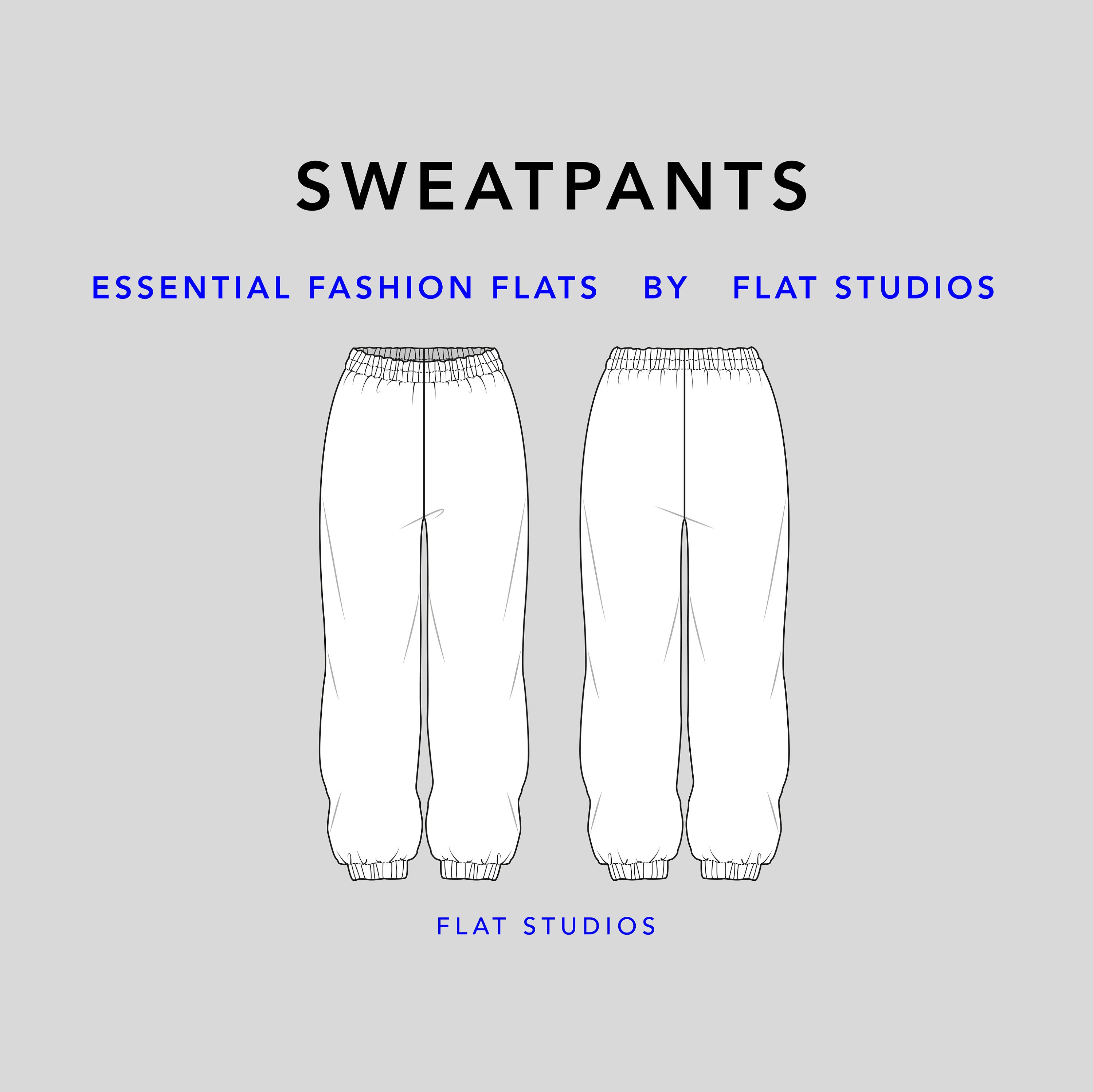 Sweatpants - Unisex Joggers, Vector CAD, Technical Drawing