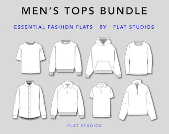 Men's Tops Fashion Flat Vector Template - Adobe Illustrator, Procreate (Digital Download)
