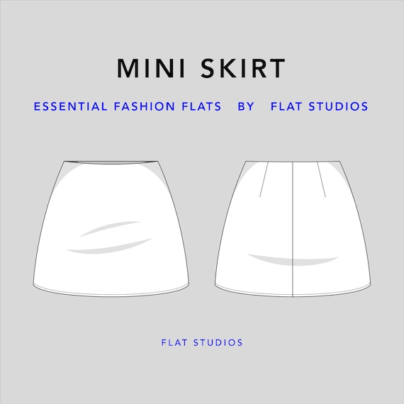 Mini Skirt Womenswear Skirt, Vector CAD, Technical Drawing