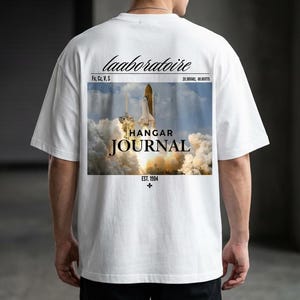 Oversize Rocket Launch T-Shirt – Aerospace Laboratory Graphic Tee, Blueprint Space Engineering Style Unisex