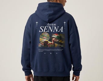 Ayrton Senna hoodie f1 racing heavyweight drop shoulder