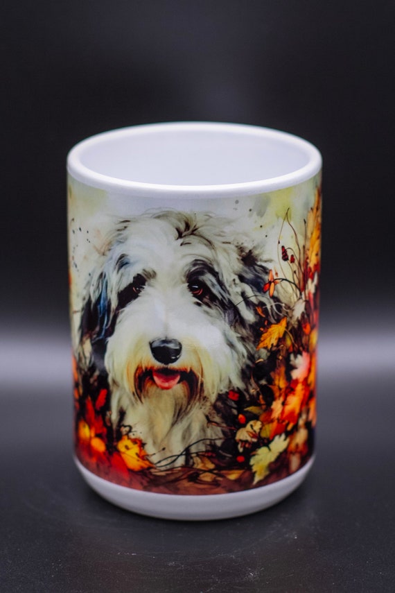 English Sheepdog watercolor 15oz mug