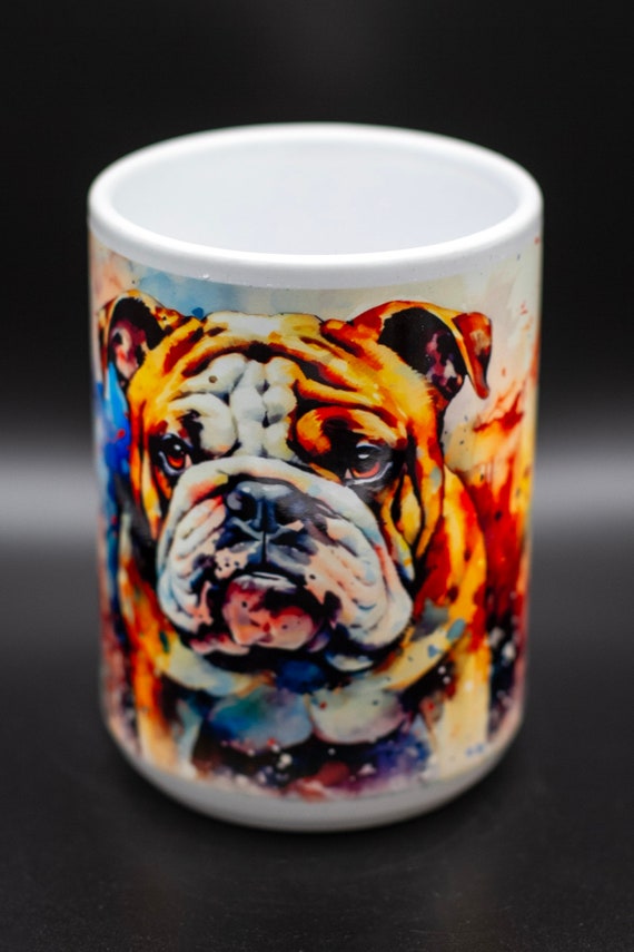 Bulldog Watercolor 15 oz mug