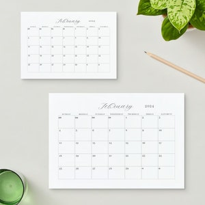 Calendário mensal para impressão de 2024 | PDF | Retrato minimalista da paisagem do planejador mensal de 2024 | Domingo Início | Vários tamanhos A4, A5, Carta