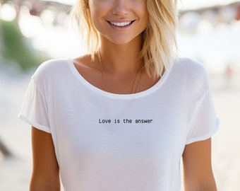 Minimalistisches Love is the answer T-Shirt, statement, als Geschenk für sie oder ihn, Valentinstag, Liebe, Muttertag