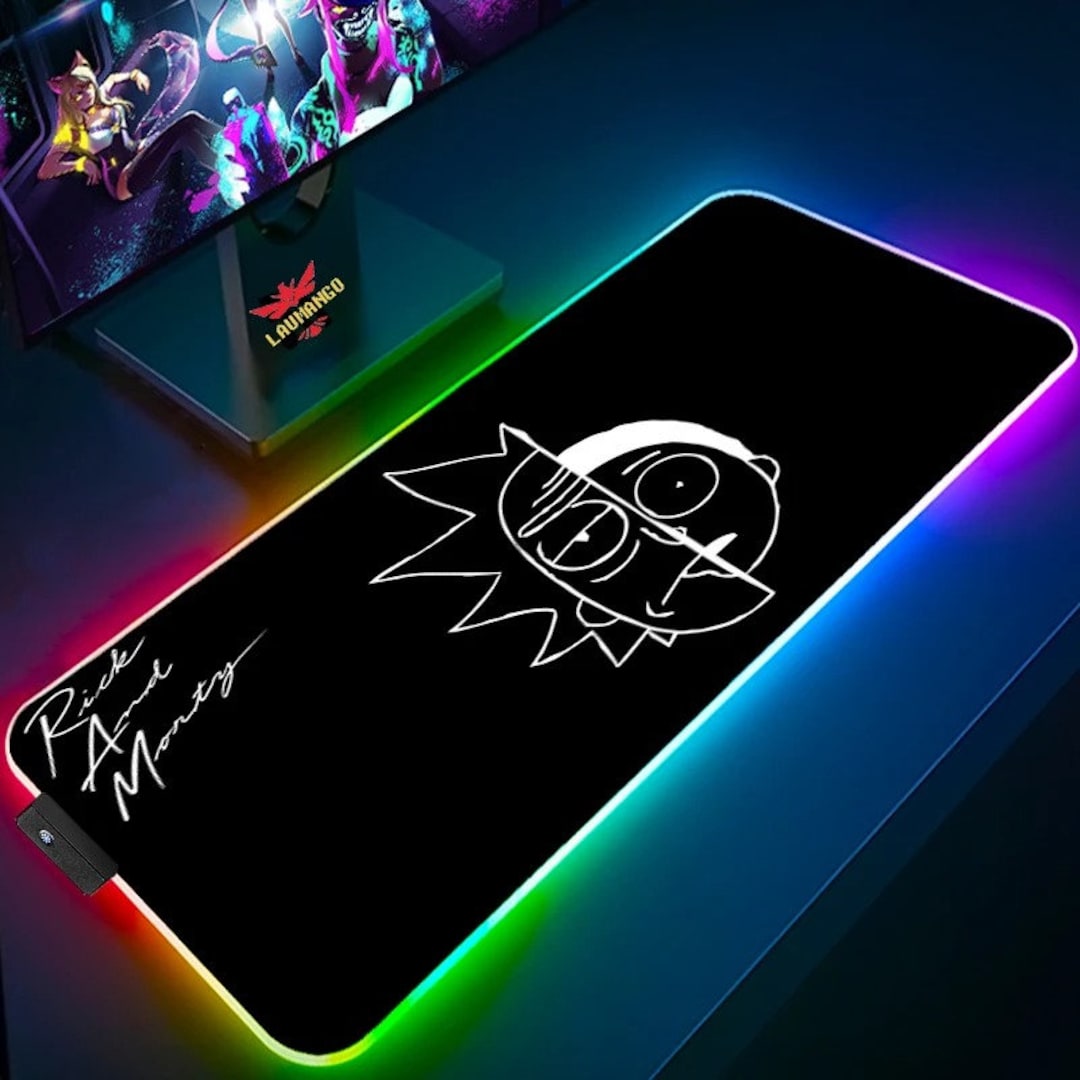 Rick and Morty RGB Mousepad, Gaming Desk Mat RGB LED, Anime Mousepad