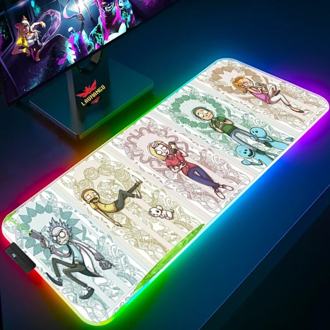 Rick and Morty RGB Mousepad, Gaming Desk Mat RGB LED, Anime Mousepad