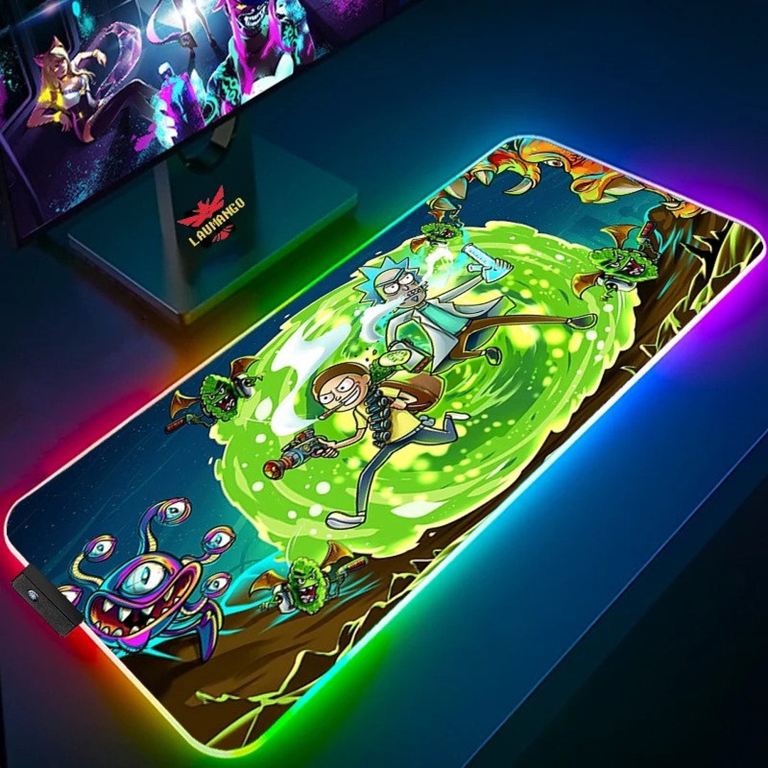 Rick and Morty RGB Mousepad, Gaming Desk Mat RGB LED, Anime Mousepad