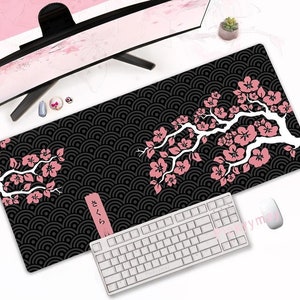 Pink Cherry Blossoms Mousepad ,Kawaii Japanese Mousepad  ,Customized Mousepad ,Cute pastel pink Sakura XXL Gaming mousepad