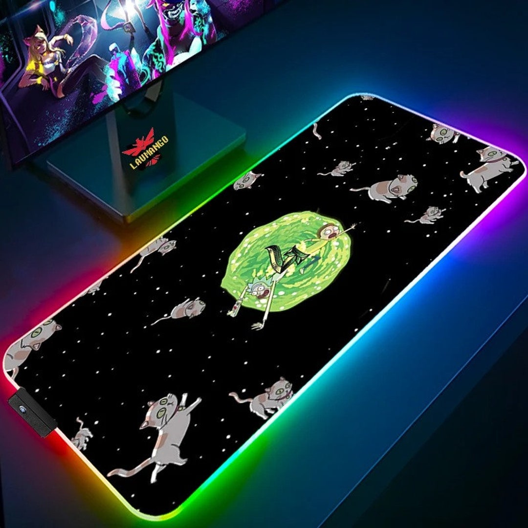 Rick and Morty RGB Mousepad, Gaming Desk Mat RGB LED, Anime Mousepad