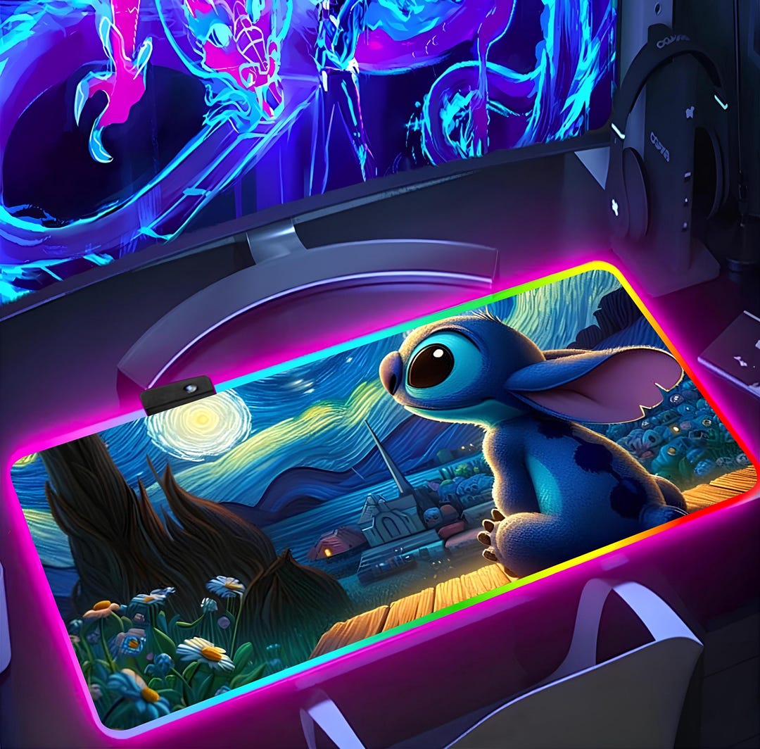 Stitch Computer Mat Lilo & Stitch RGB Gaming Mousepad – Anime Desk Mat, Gift for Gamer - Etsy