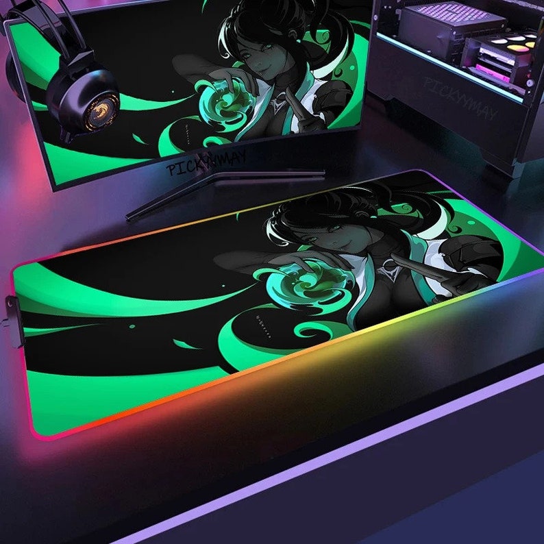Valorant RGB Mousepad , Valorant Characters Desk Mat ,jett , Omen