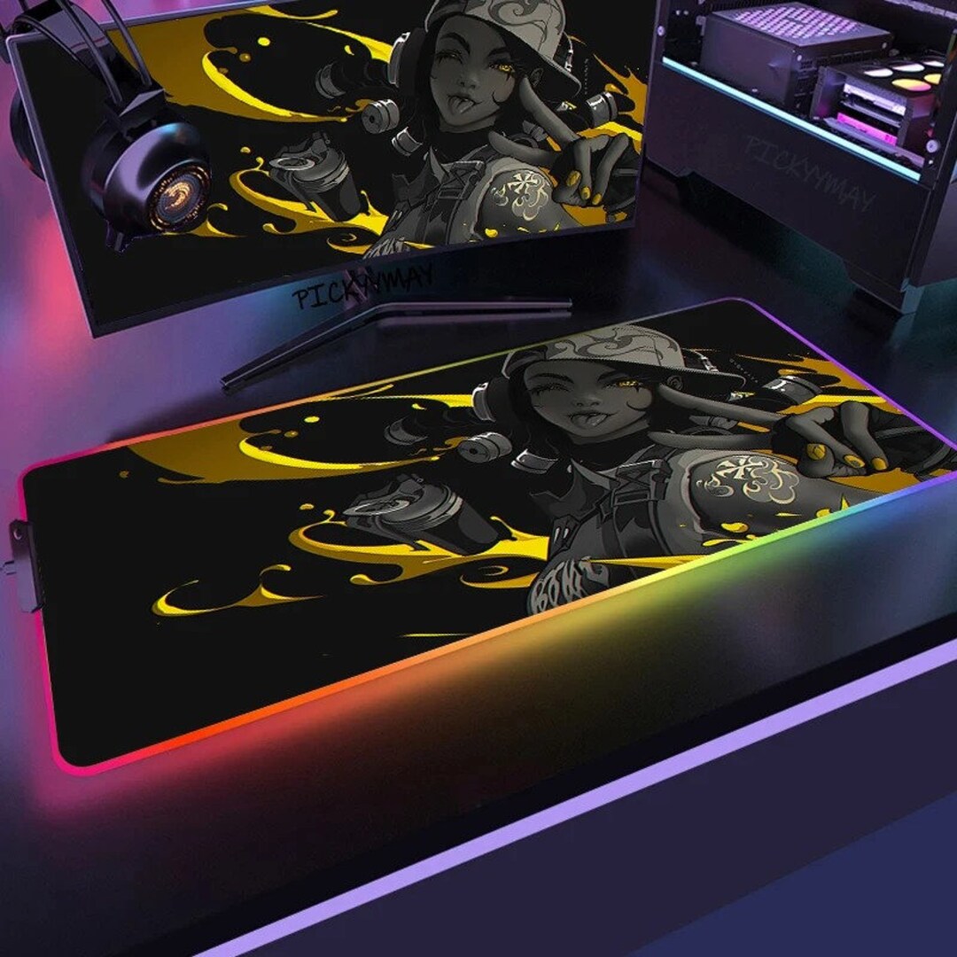 Valorant RGB Mousepad , Valorant Characters Desk Mat ,jett , Omen