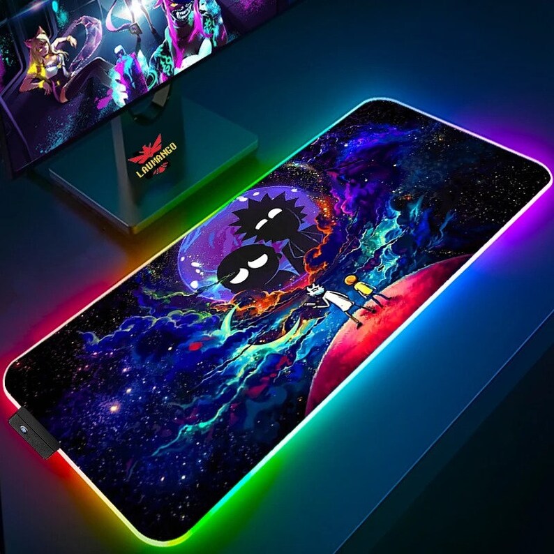 Rick and Morty RGB Mousepad, Gaming Desk Mat RGB LED, Anime Mousepad
