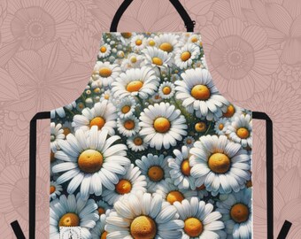 Daisy Gardener Apron Pocketed Apron Womens Gardening Apron Cooks Apron Garden Aprons Women Baking Apron with Pockets Daisies