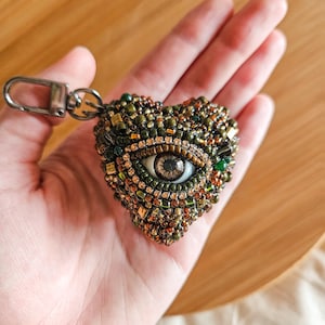 Amuleto de ojo malvado con cuentas para bolso: llavero protector hecho a mano