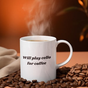 Ceramic Mug | cello mug | cellist gift | music lover mug | musician gift | music teacher gift | music student mug | classical music